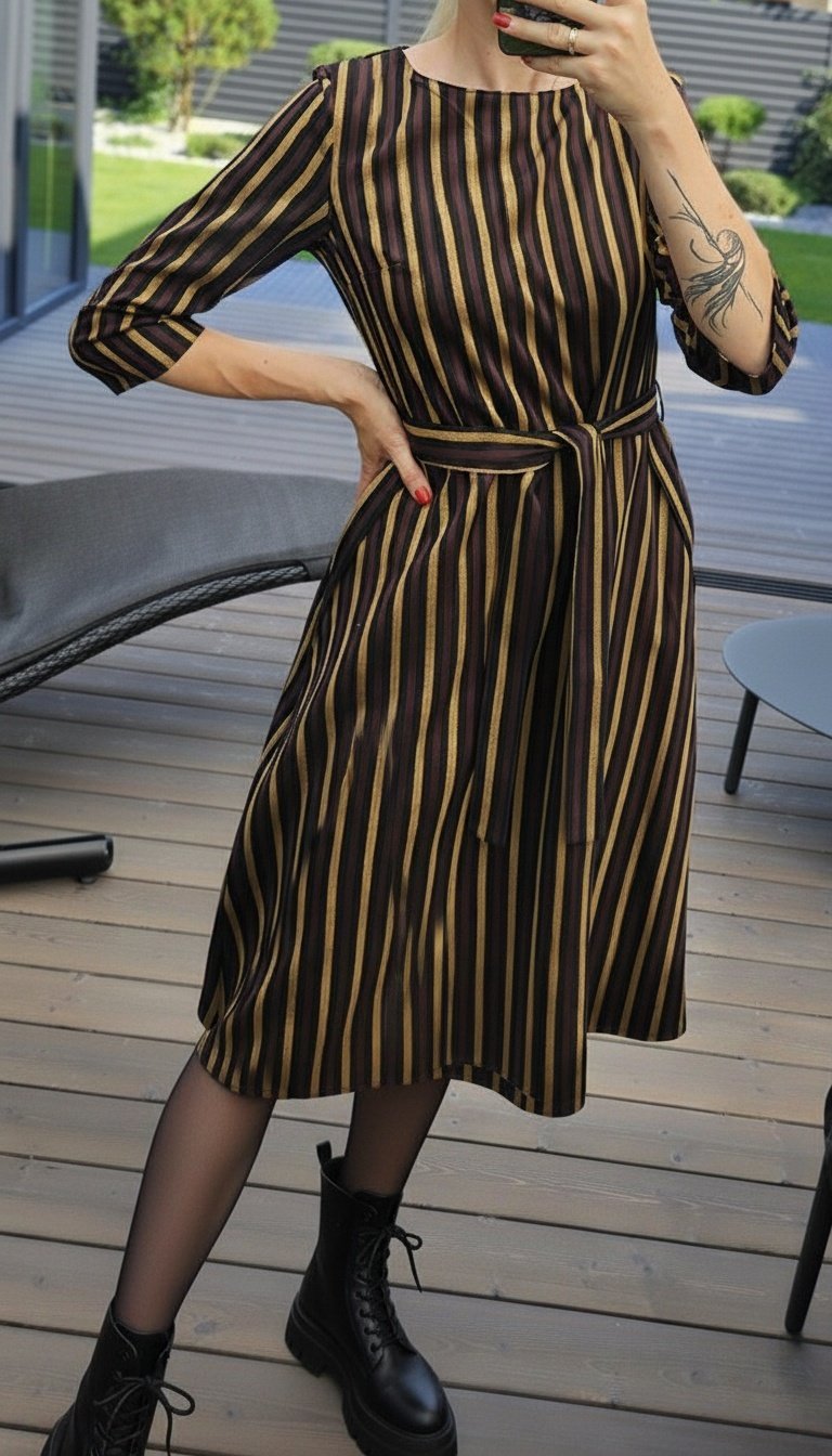 Suknelė "Dona" dryžuota ruda