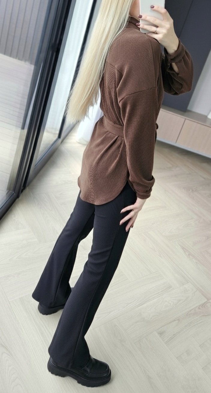 Velveto marškiniai "MUST" rudi