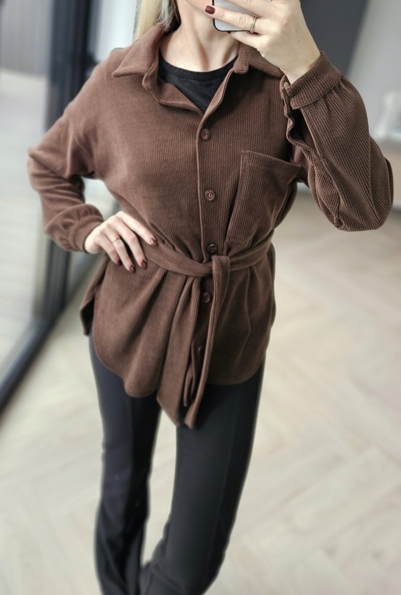 Velveto marškiniai "MUST" rudi