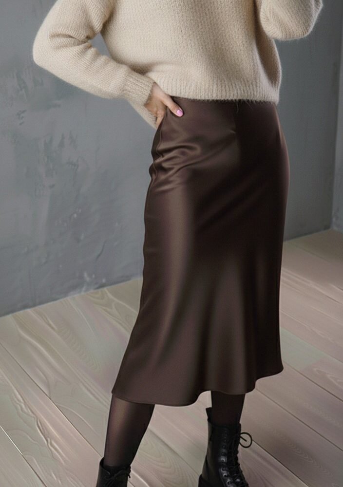 SLIP sijonas rudos spalvos