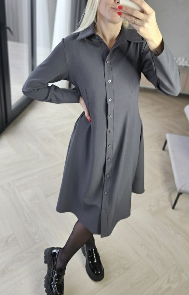 Suknelė "Liepa" grafito pilkos spalvos