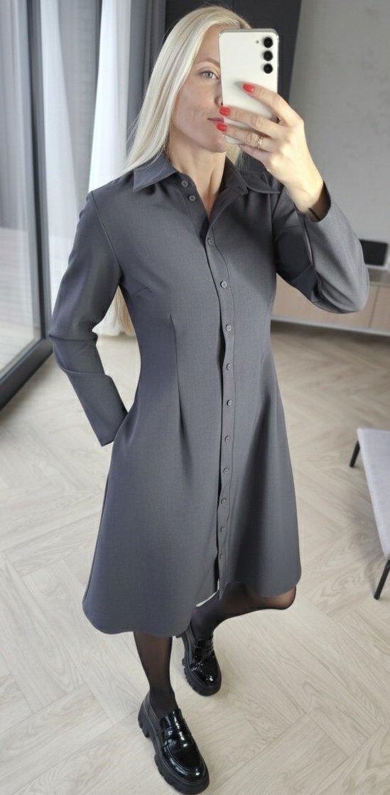 Suknelė "Liepa" grafito pilkos spalvos