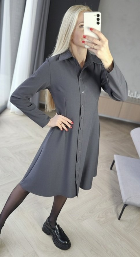 Suknelė "Liepa" grafito pilkos spalvos