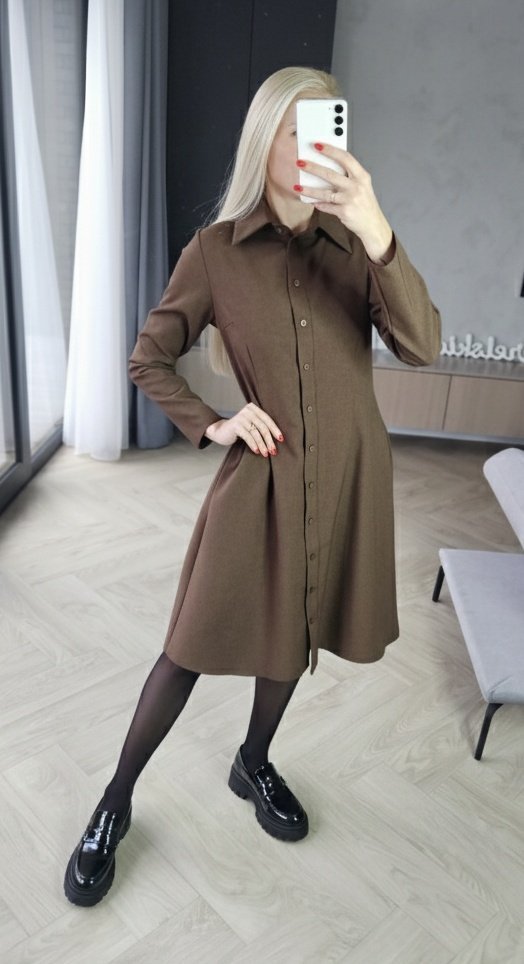 Suknelė "Liepa" rudos spalvos