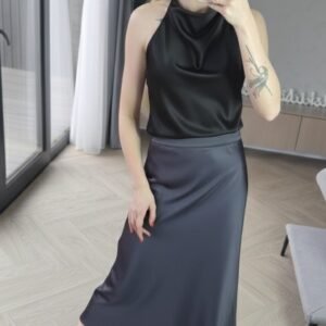 SLIP sijonas grafito pilkos spalvos