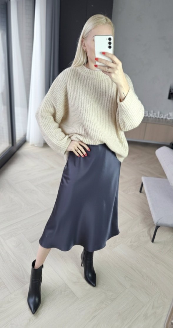 SLIP sijonas grafito pilkos spalvos