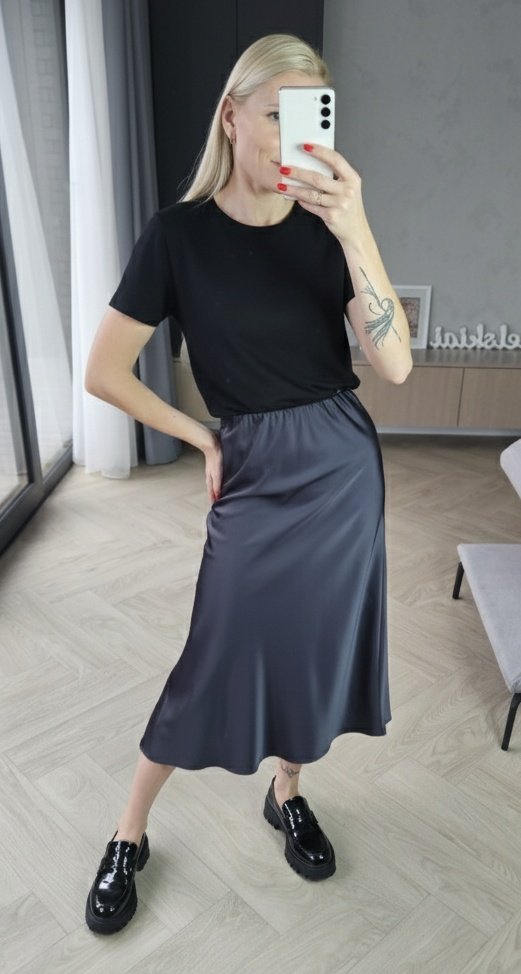 SLIP sijonas grafito pilkos spalvos