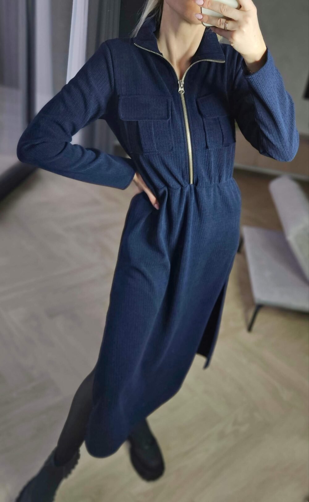 Velveto suknelė "TOP" t. mėlyna