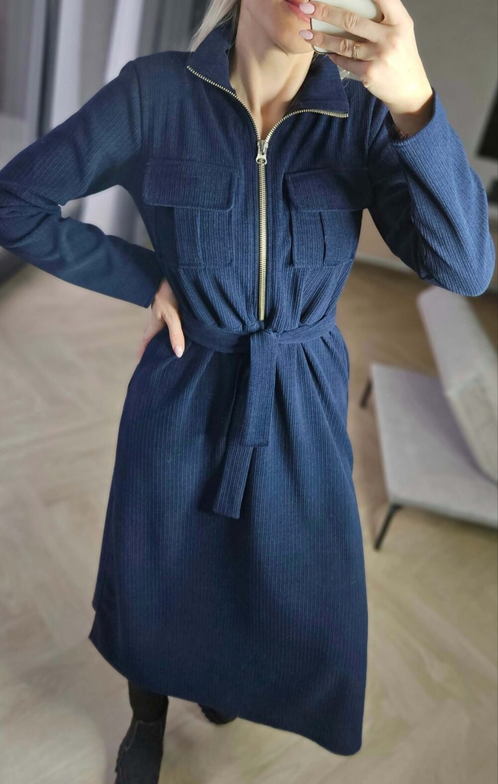 Velveto suknelė "TOP" t. mėlyna