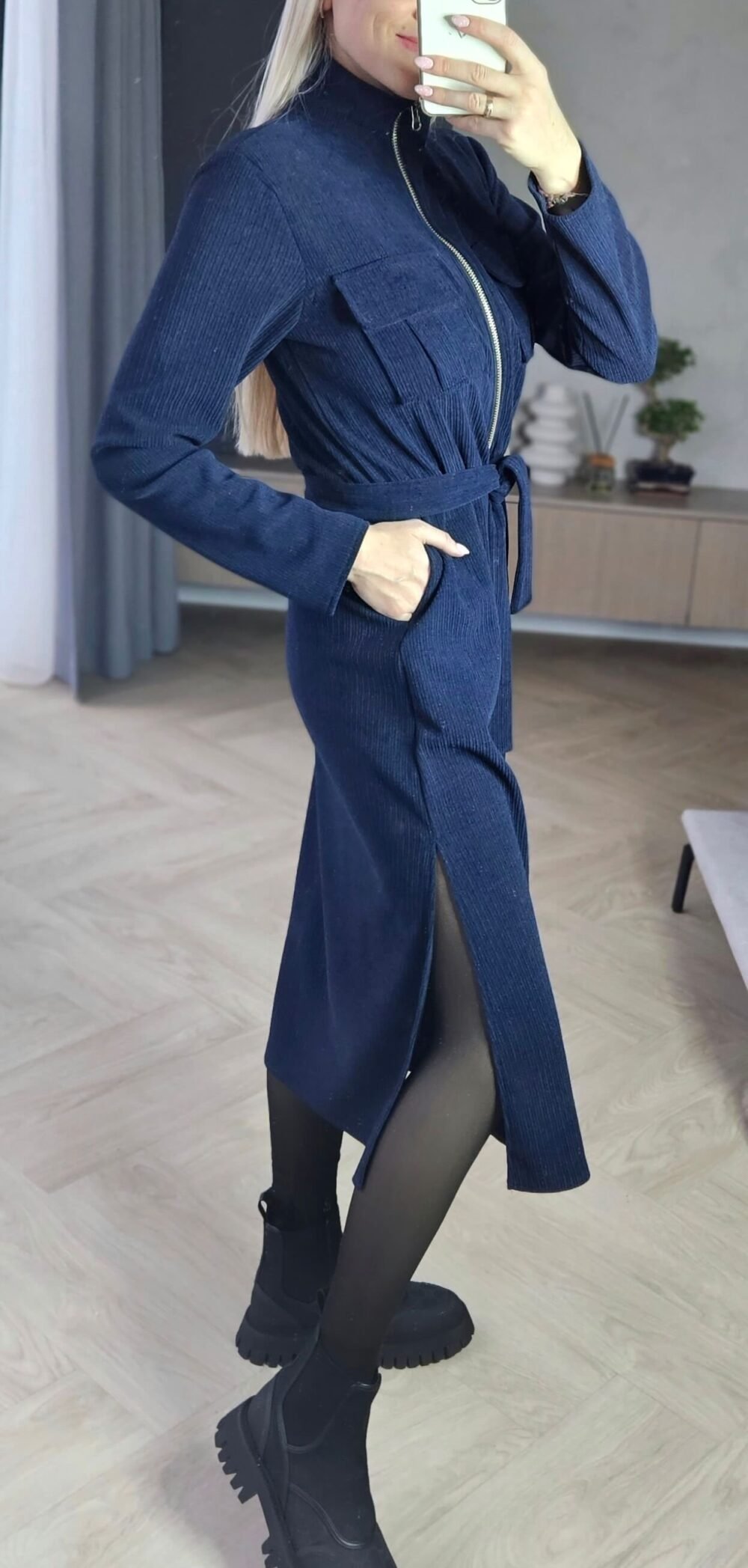 Velveto suknelė "TOP" t. mėlyna