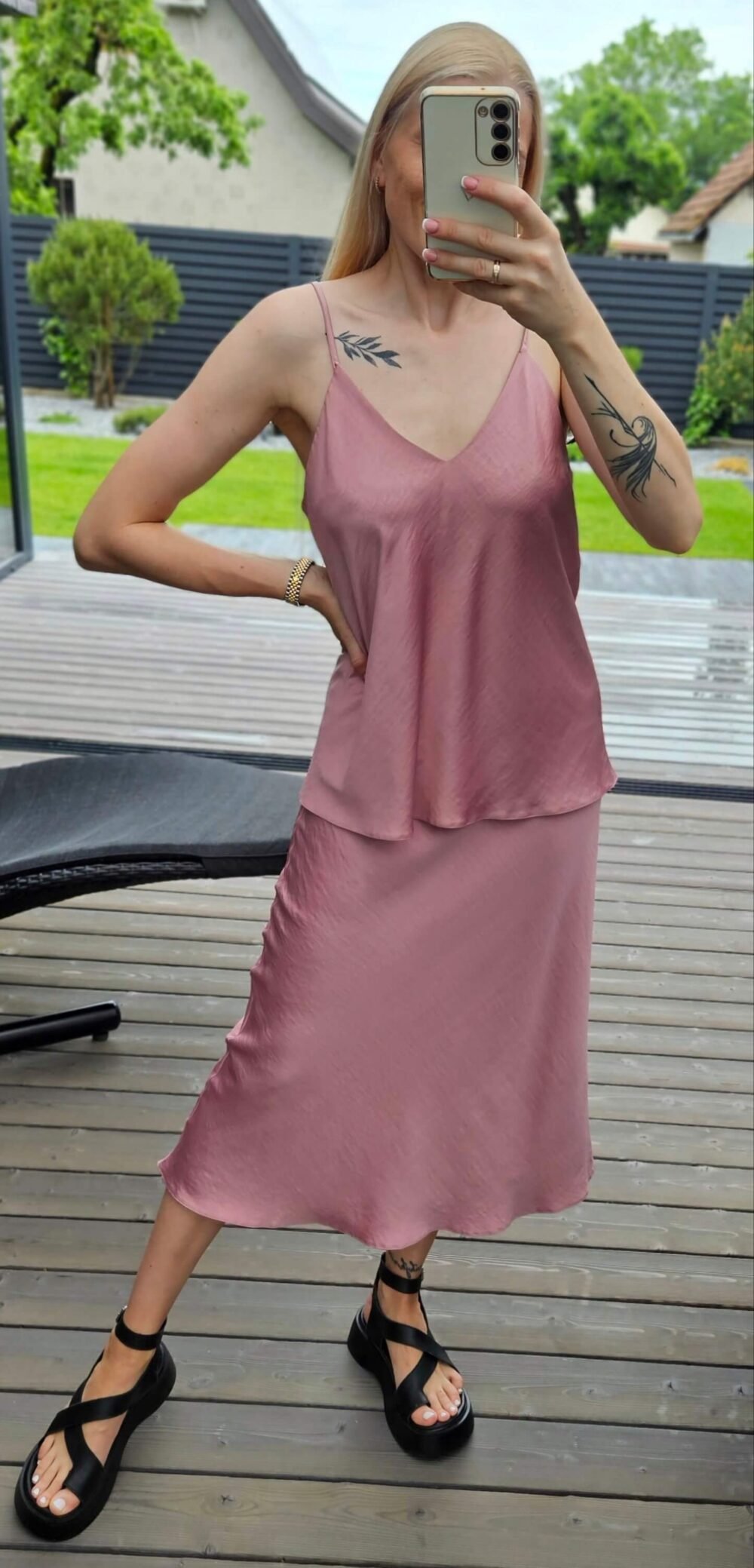 Slip sijonas pelenų rožinis