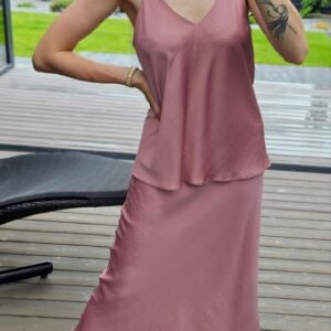 Slip sijonas pelenų rožinis