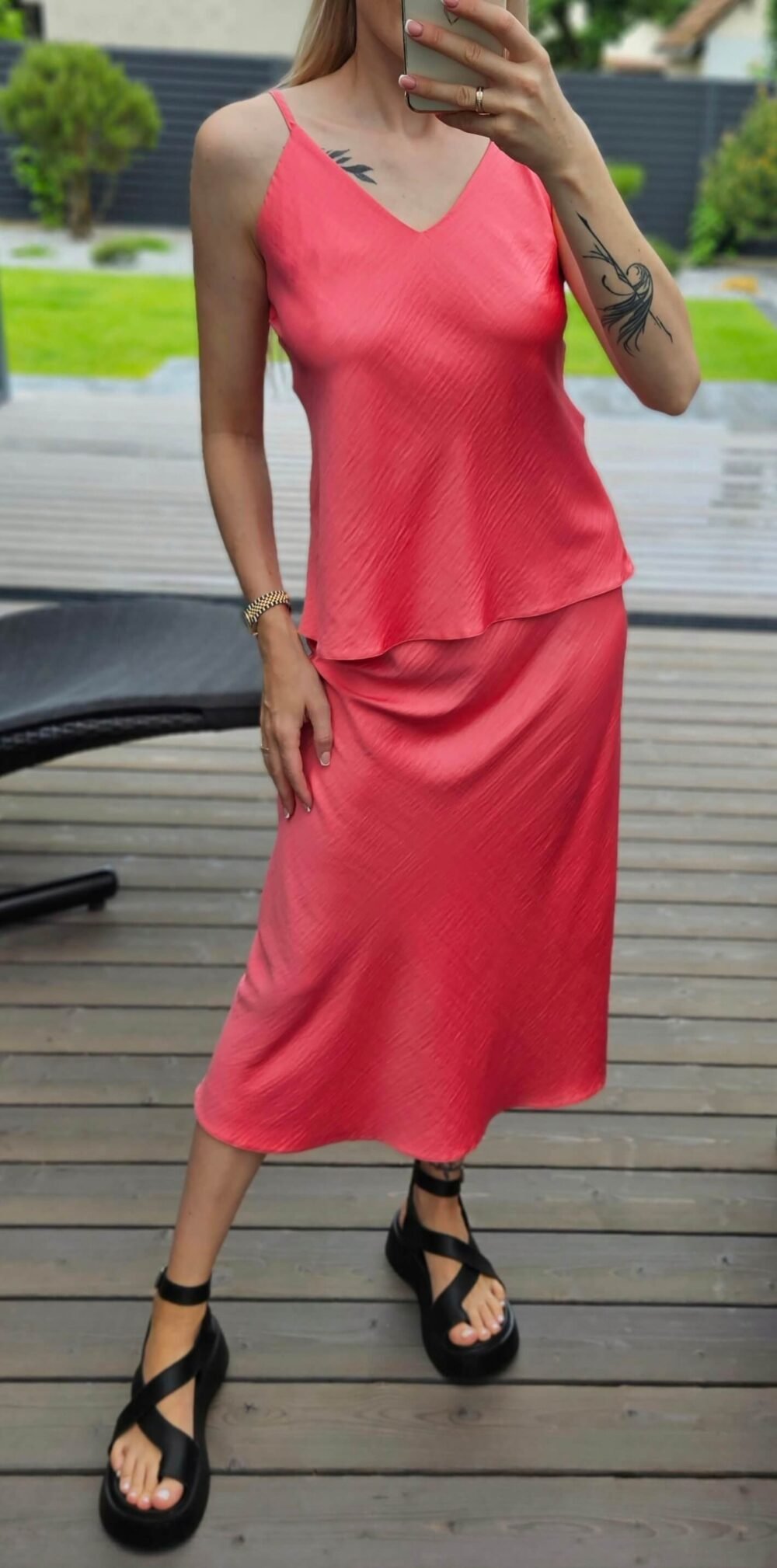 SLIP sijonas koralo spalvos