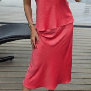 SLIP sijonas koralo spalvos