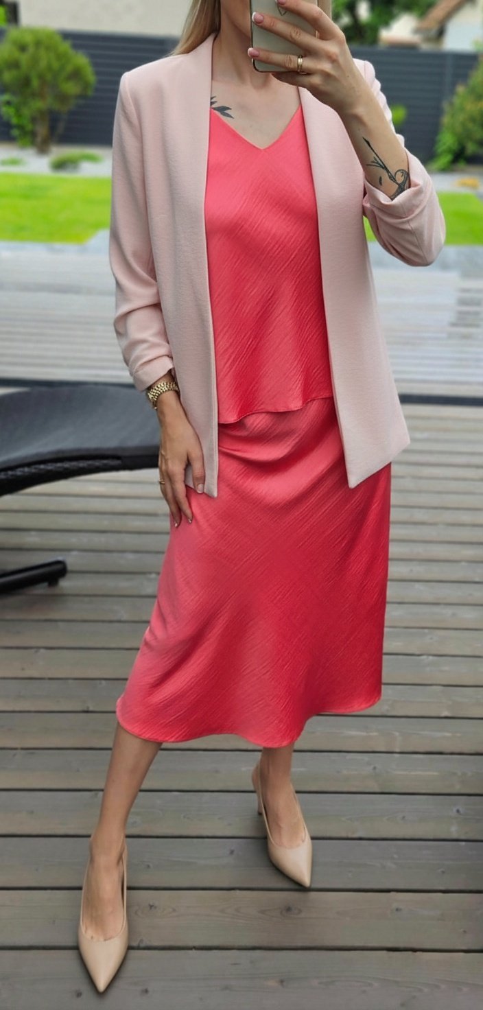 SLIP sijonas koralo spalvos