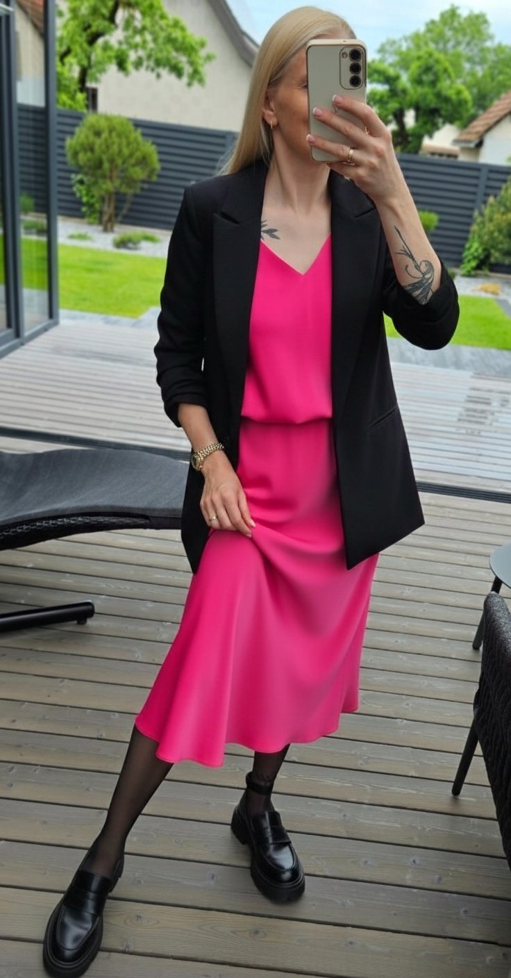 Ryškiai rožinis SLIP sijonas