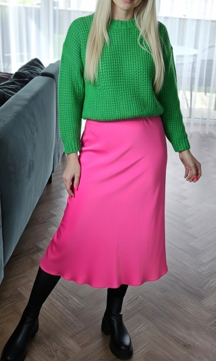 Ryškiai rožinis SLIP sijonas