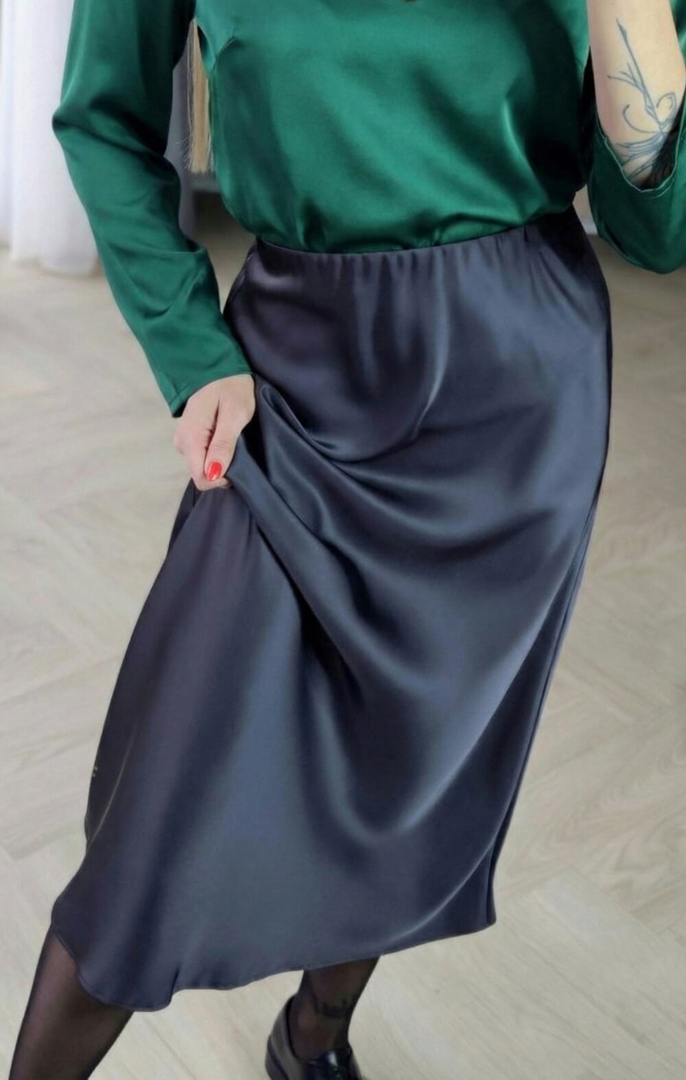 SLIP sijonas grafito pilkos spalvos