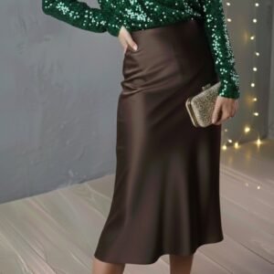 SLIP sijonas rudos spalvos