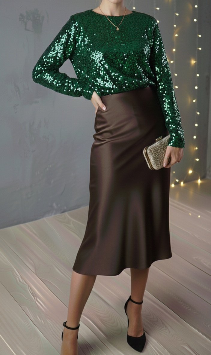 SLIP sijonas rudos spalvos