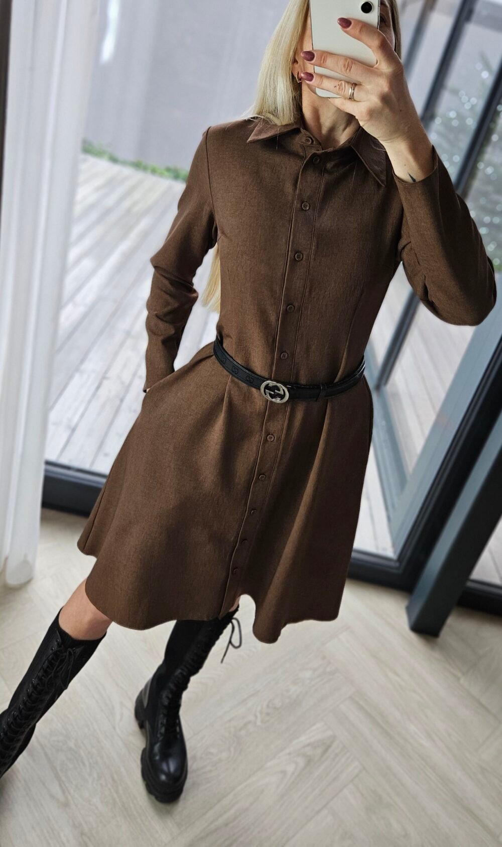 Suknelė "Liepa" rudos spalvos