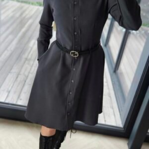 Suknelė "Liepa" grafito pilkos spalvos