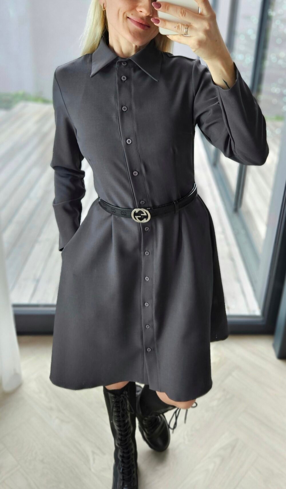 Suknelė "Liepa" grafito pilkos spalvos