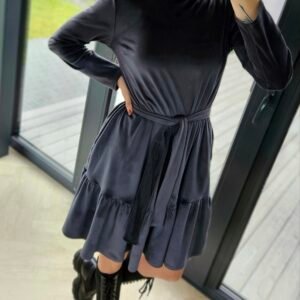 Veliūro suknelė "Varpelis" pilka