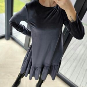 Veliūro suknelė "Varpelis" pilka