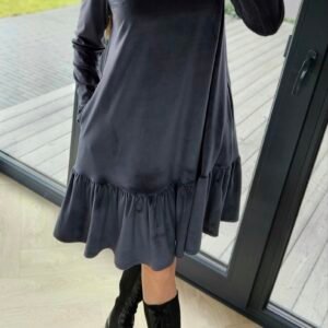 Veliūro suknelė "Varpelis" pilka