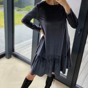 Veliūro suknelė "Varpelis" pilka