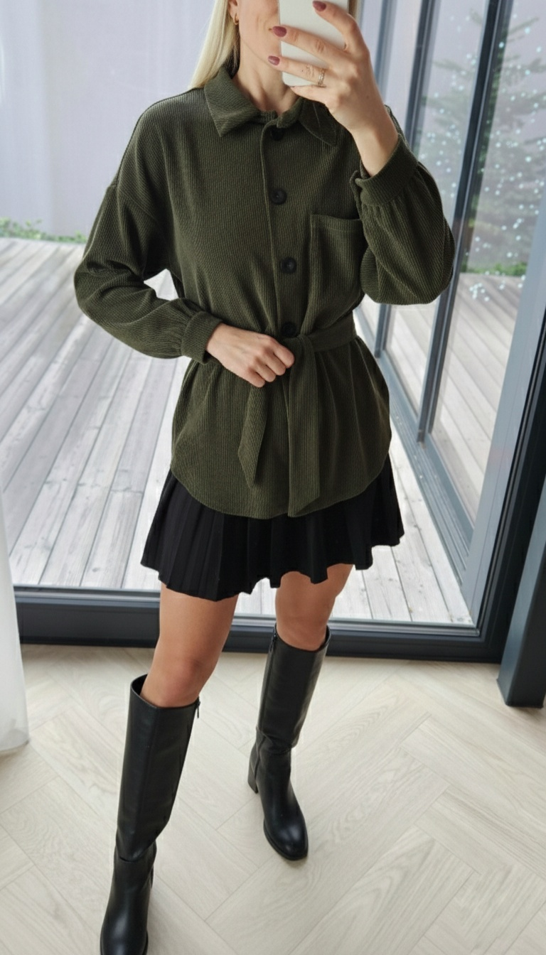 Velveto marškiniai "MUST" chaki