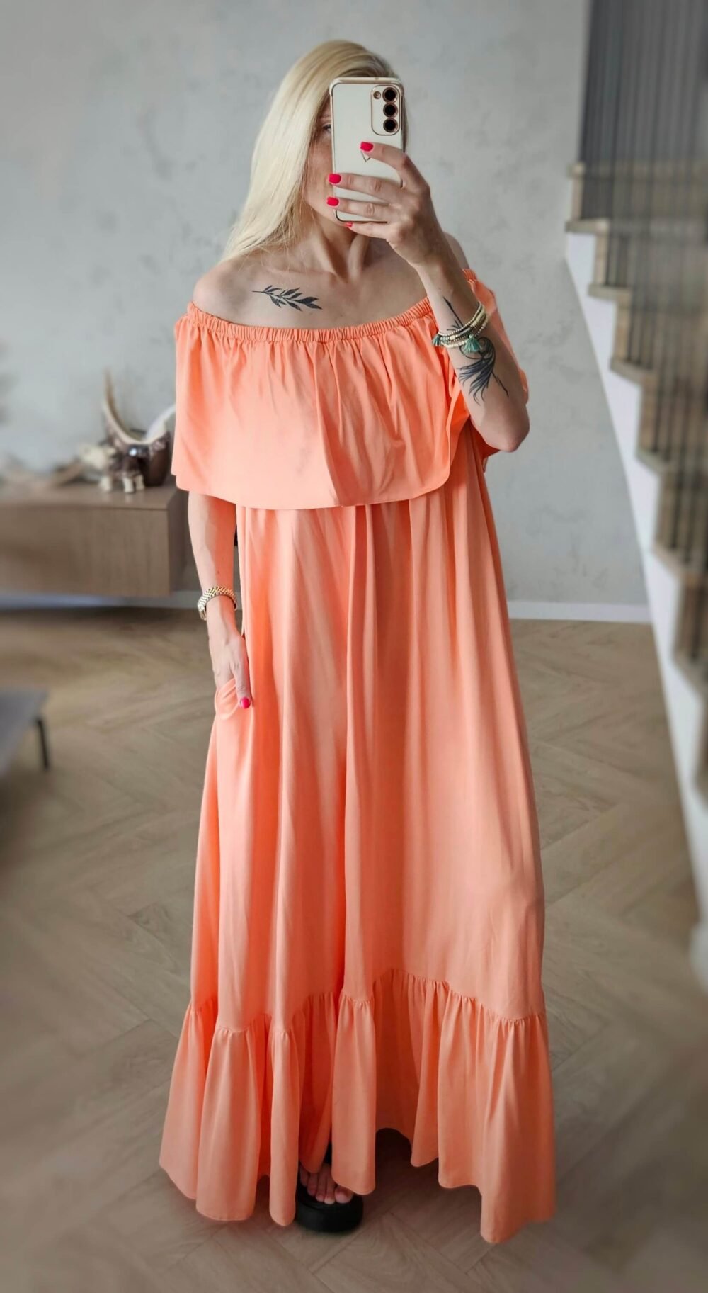 Suknelė "Laisvė" koralo spalvos