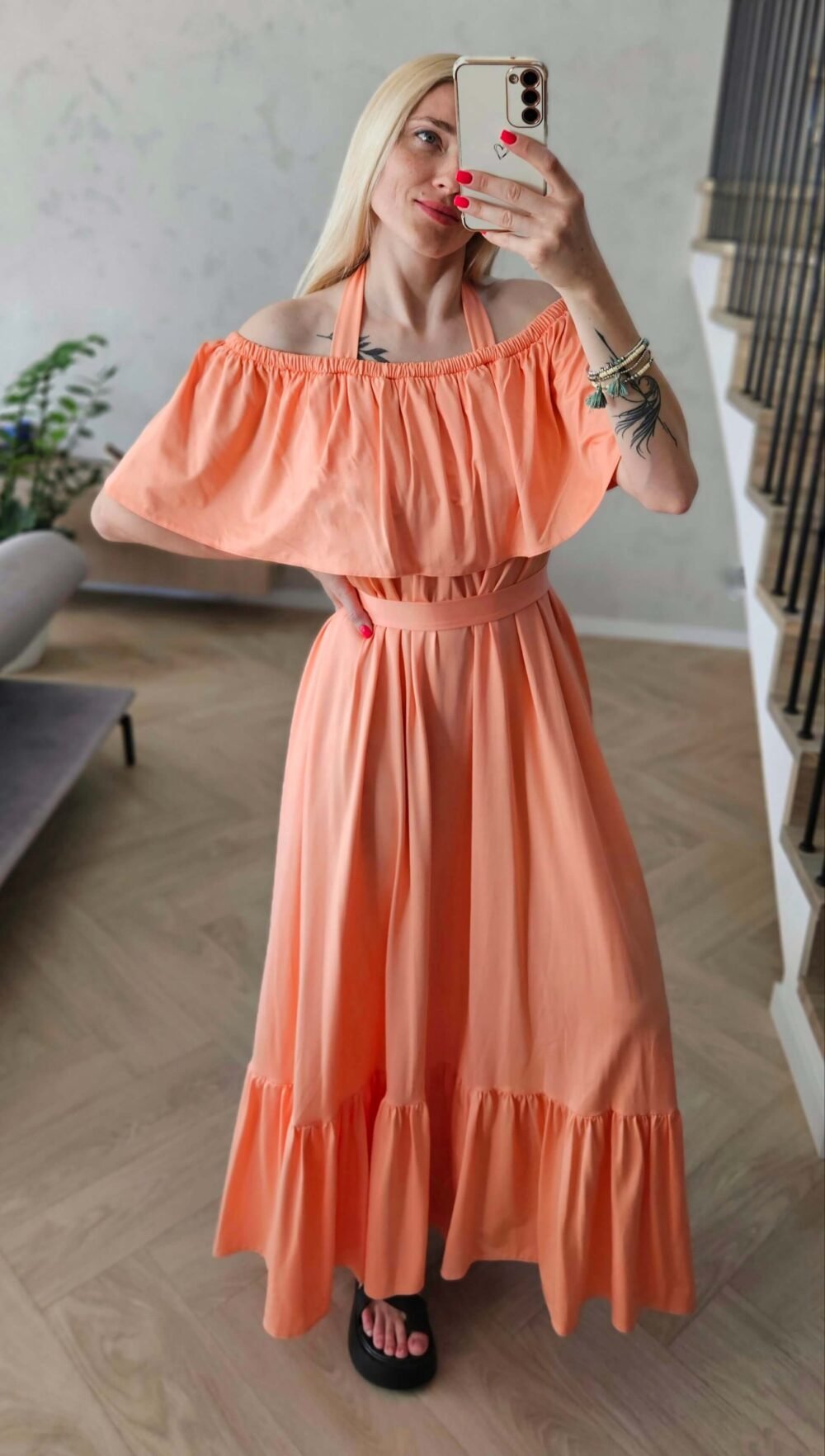 Suknelė "Laisvė" koralo spalvos