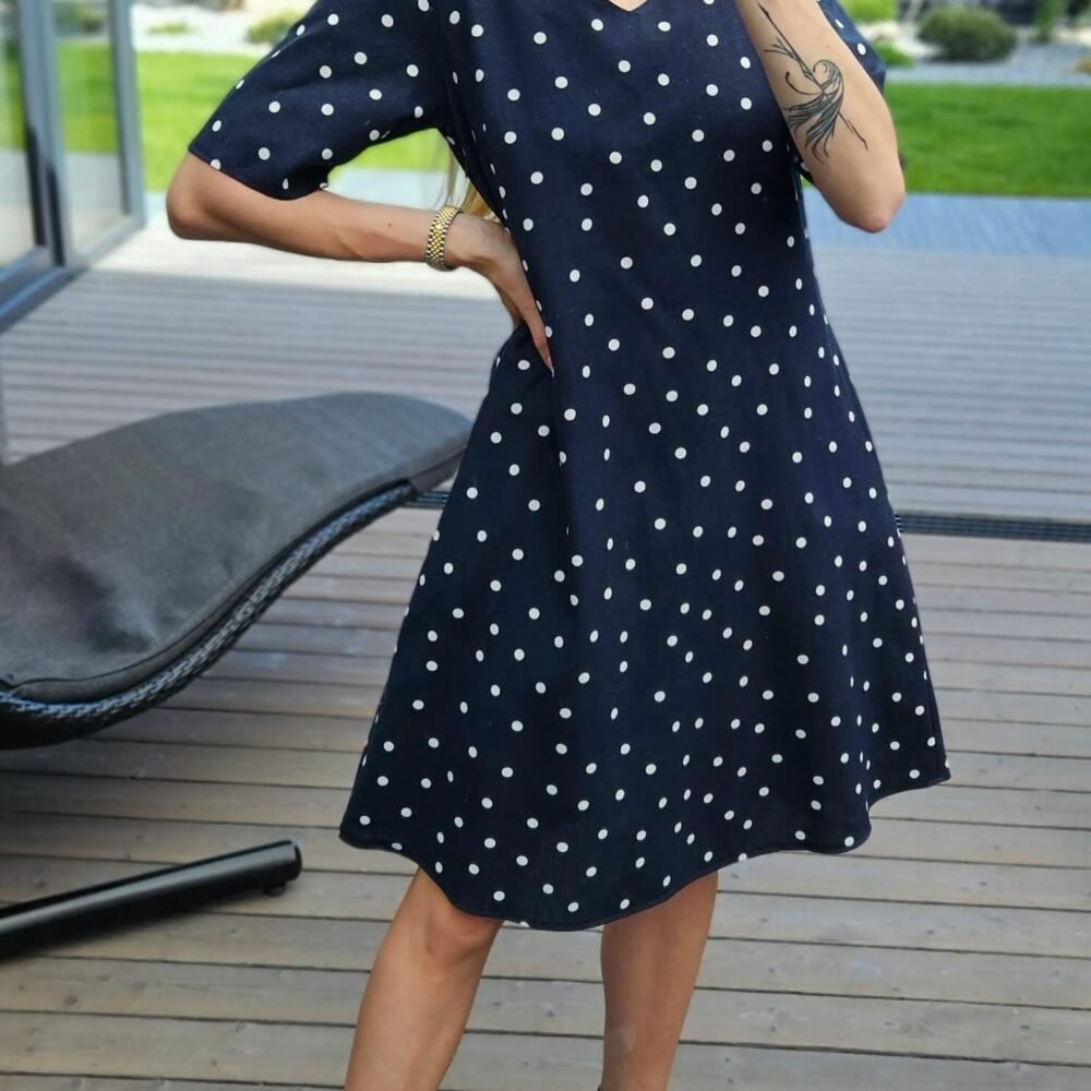 Lininė suknelė t. mėlyna