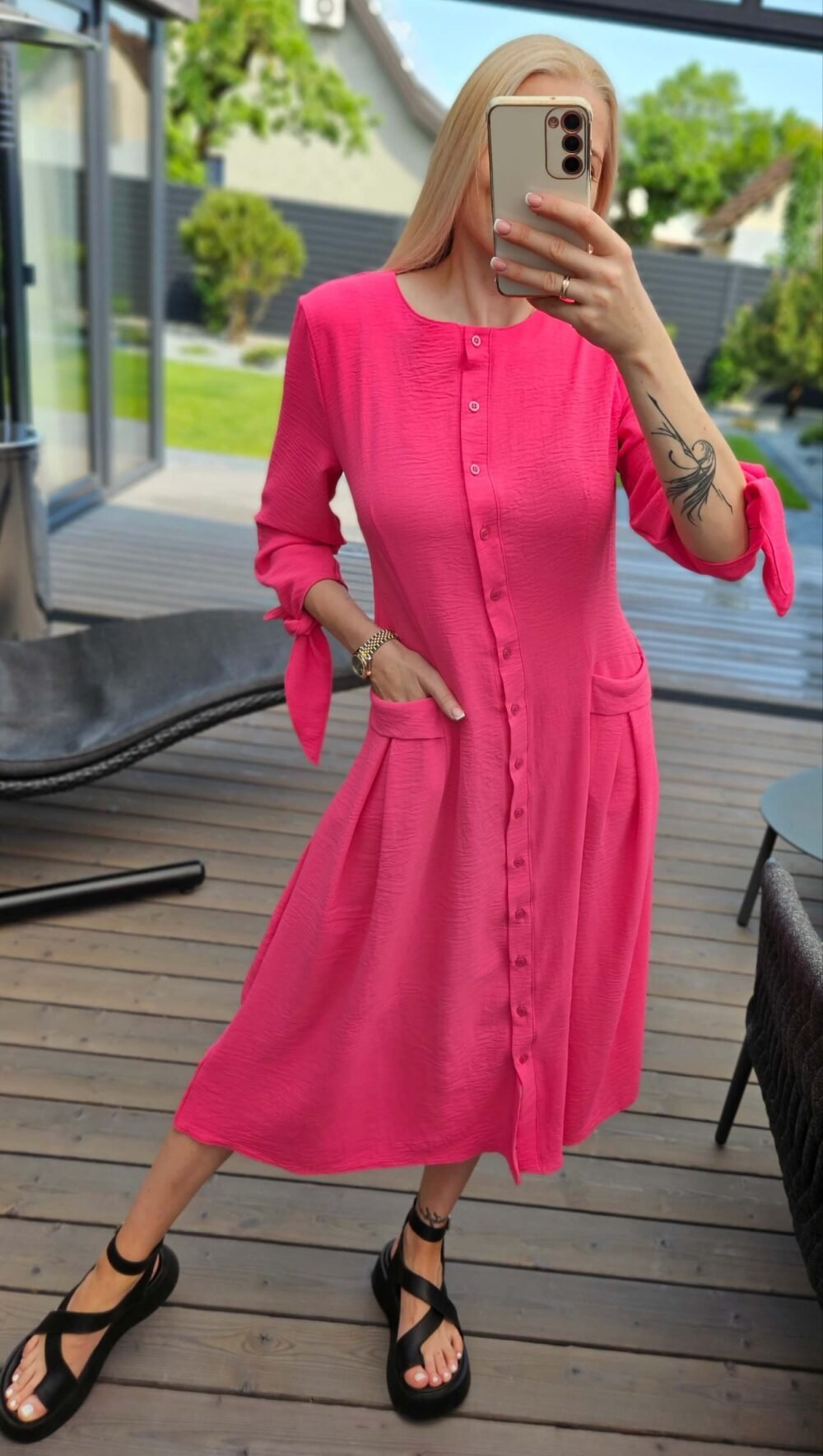 Suknelė "Bella" midi rožinė