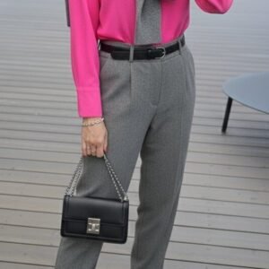 Rožiniai marškiniai su linu