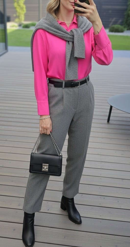 Rožiniai marškiniai su linu