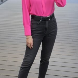 Rožiniai marškiniai su linu