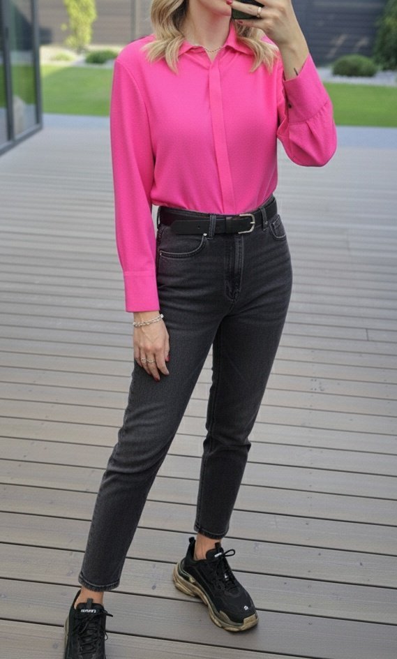 Rožiniai marškiniai su linu