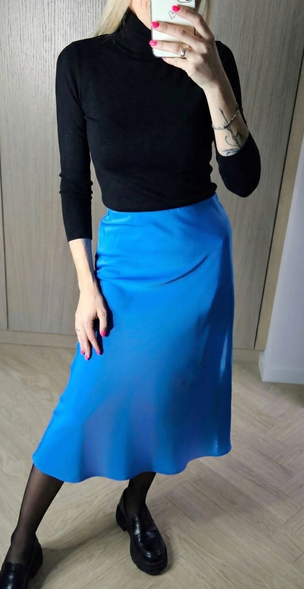 SLIP sijonas ryškiai mėlynas