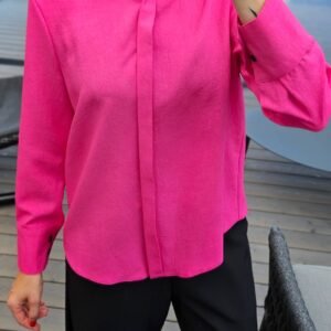 Rožiniai marškiniai su linu