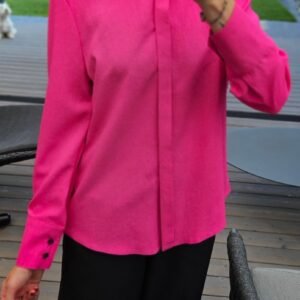 Rožiniai marškiniai su linu