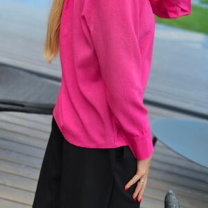 Rožiniai marškiniai su linu