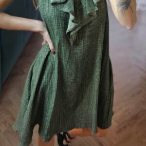 Muslino suknelė chaki be rankovių