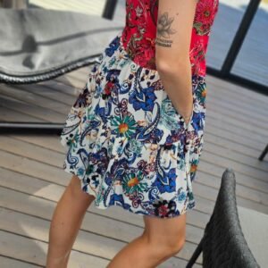 Dviejų spalvų marga suknelė