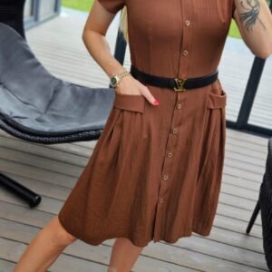 Suknelė "Bella" ruda su linu