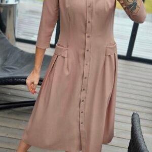 Suknelė "Bella" midi pelenų rožinė