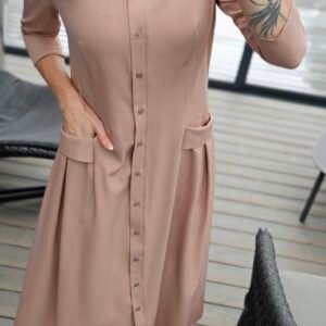 Suknelė "Bella" midi pelenų rožinė