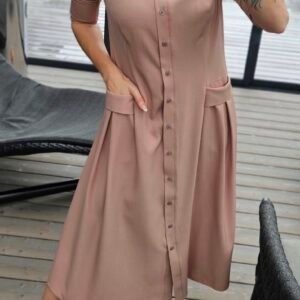 Suknelė "Bella" midi pelenų rožinė